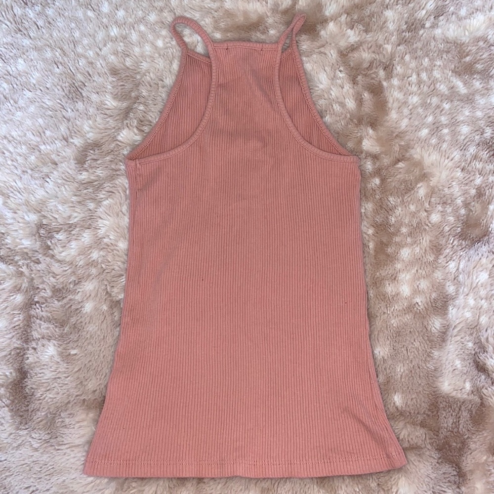 Pink Ribbed Halter Tank - Picture 2 of 3